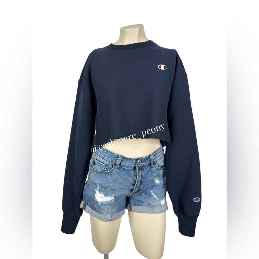 Champion Blue Navy Crop Sweatshirt